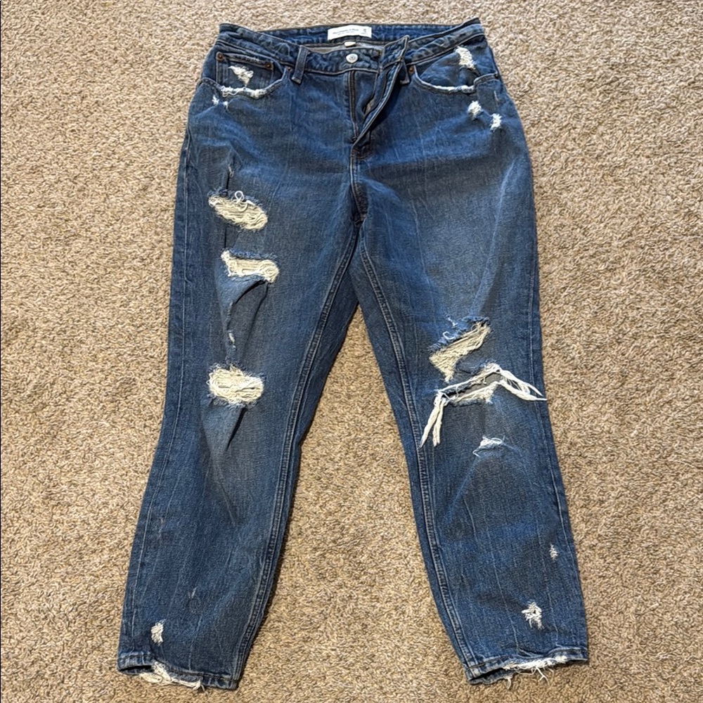 Abercrombie & Fitch Mom Jean Curve Love Distressed